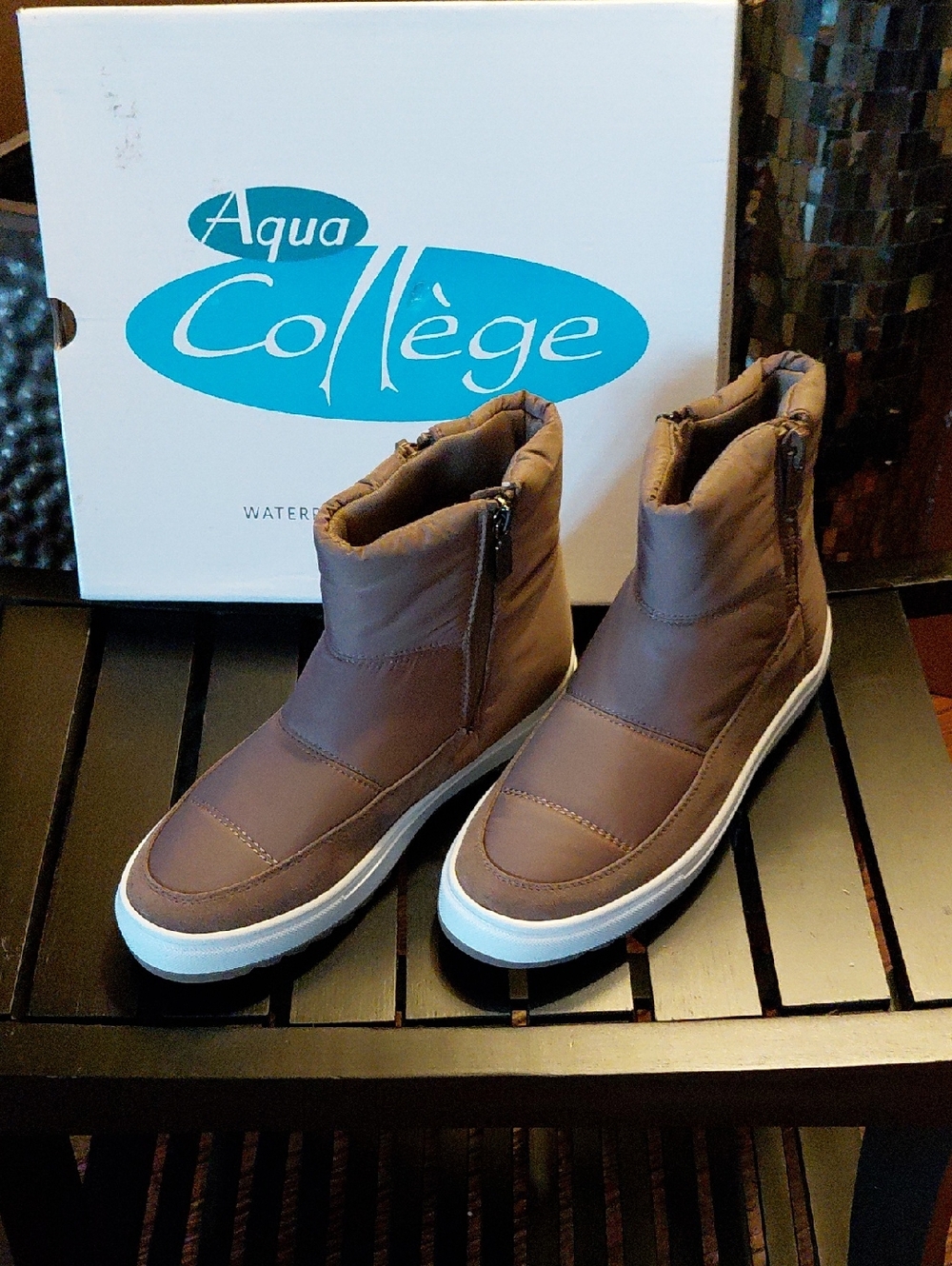 Aqua Collège Women's Brown Winter Zip Boots Size 8 But Better Fits 7.5